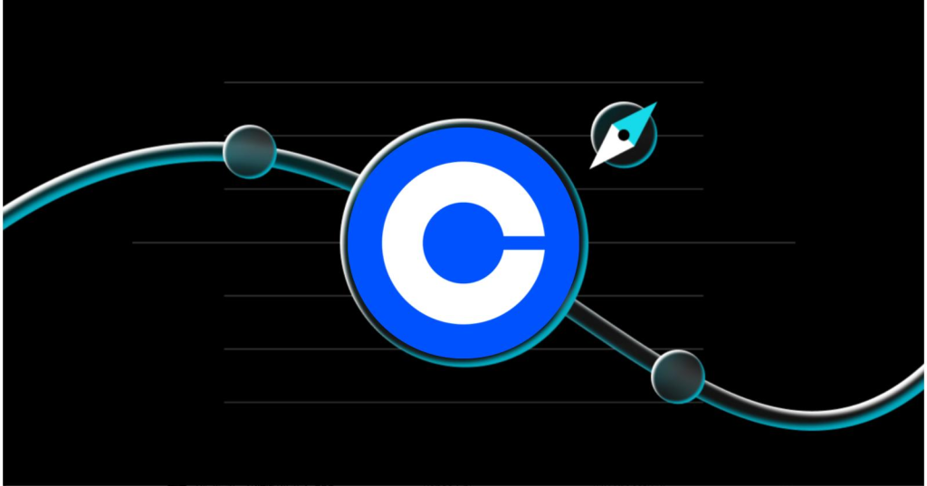 Логотип Coinbase на черном фоне - партнерство Coinbase и Google, проект x402